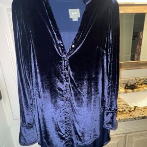 Maeve by Anthropologie Women's Velvet Top/Dress- Navy Blue